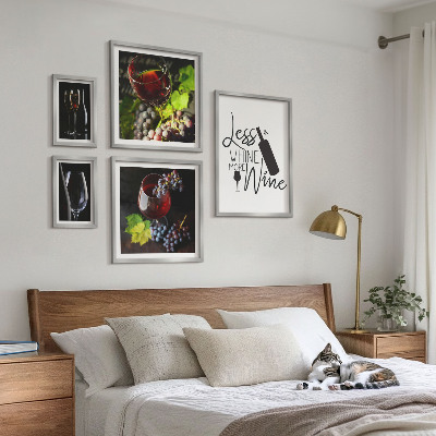 Framed photo set Stylish wine and accessories