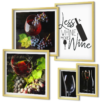 Framed photo set Stylish wine and accessories