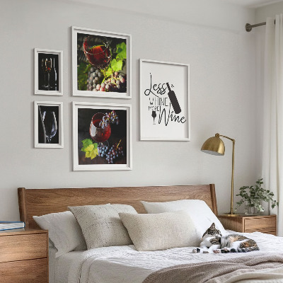 Framed photo set Stylish wine and accessories