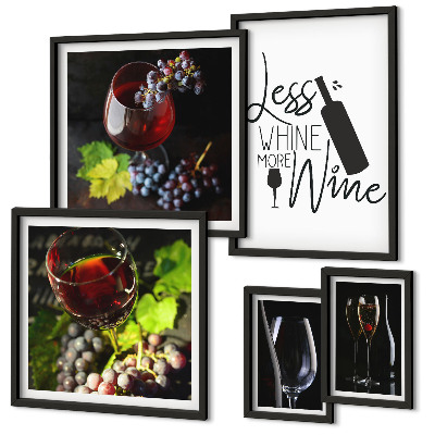 Framed photo set Stylish wine and accessories