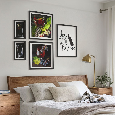 Framed photo set Stylish wine and accessories