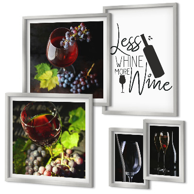 Framed photo set Stylish wine and accessories
