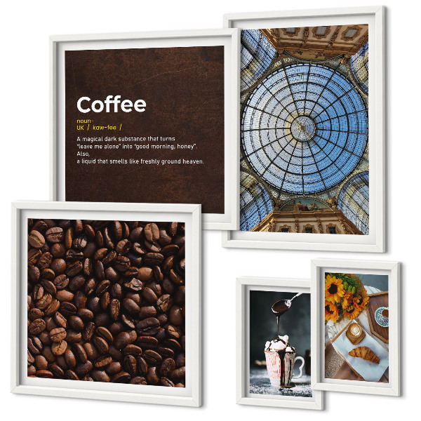 Set of 5 wall art pieces Coffee sweets rustic style