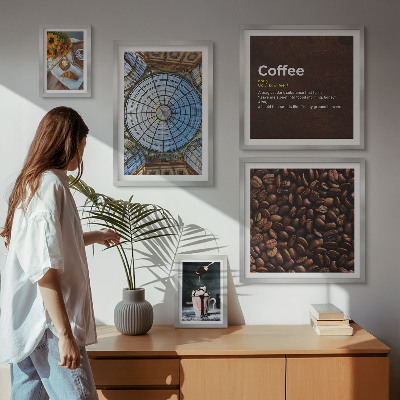 Set of 5 wall art pieces Coffee sweets rustic style