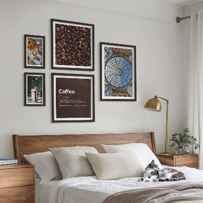 Set of 5 wall art pieces Coffee sweets rustic style