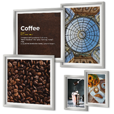 Set of 5 wall art pieces Coffee sweets rustic style