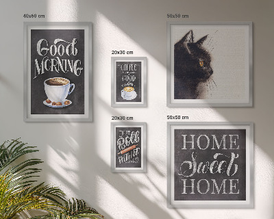 Framed photo set Coffee cat positive slogans