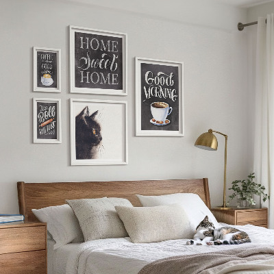 Framed photo set Coffee cat positive slogans