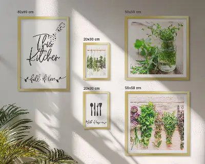 Kitchen herbs and cooking wall art set of 5 pieces