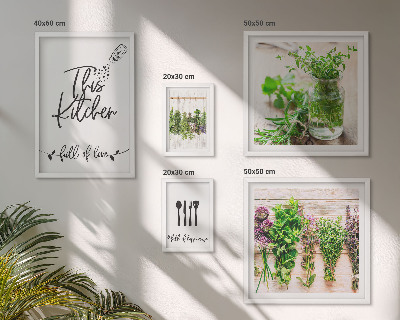 Set of 5 wall art pieces Kitchen herbs and cooking