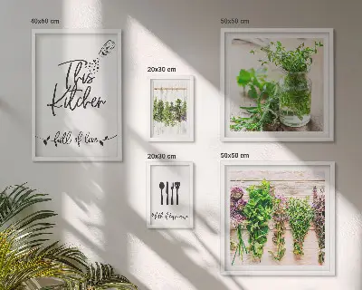 Kitchen herbs and cooking wall art set of 5 pieces