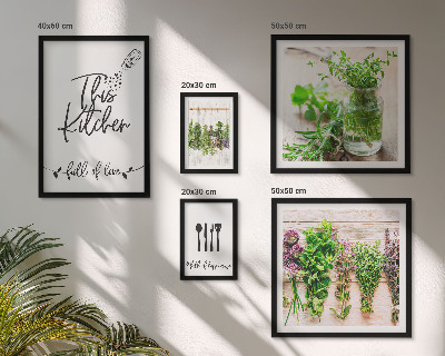 Set of 5 wall art pieces Kitchen herbs and cooking