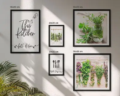Kitchen herbs and cooking wall art set of 5 pieces