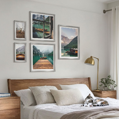 Set of 5 wall art pieces Mountain landscapes with lakes