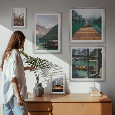 Set of 5 wall art pieces Mountain landscapes with lakes