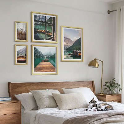 Set of 5 wall art pieces Mountain landscapes with lakes