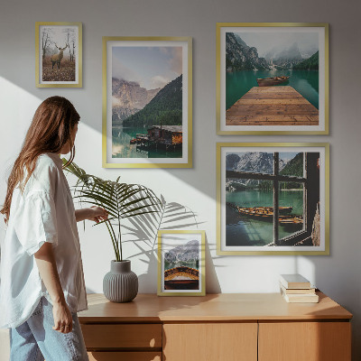 Set of 5 wall art pieces Mountain landscapes with lakes