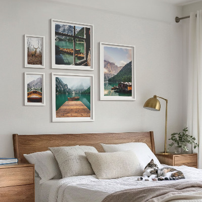 Set of 5 wall art pieces Mountain landscapes with lakes