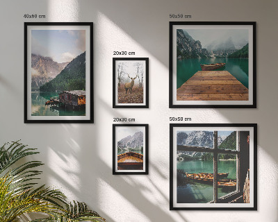Set of 5 wall art pieces Mountain landscapes with lakes