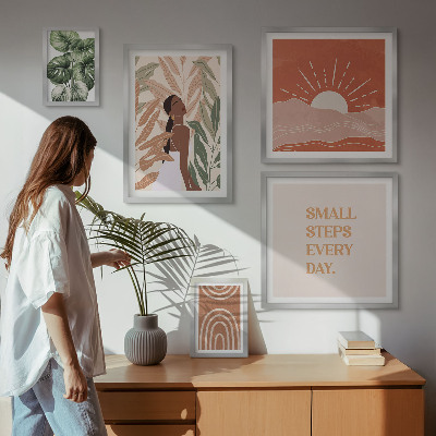 Framed photo set Boho style plant motif