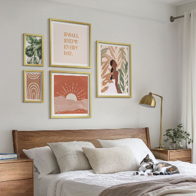 Framed photo set Boho style plant motif