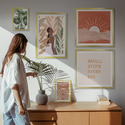 Framed photo set Boho style plant motif