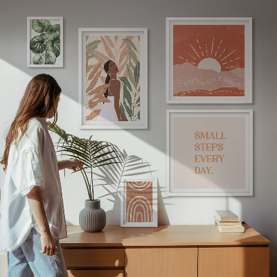 Framed photo set Boho style plant motif