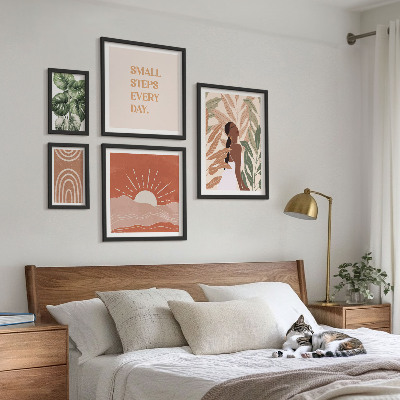 Framed photo set Boho style plant motif