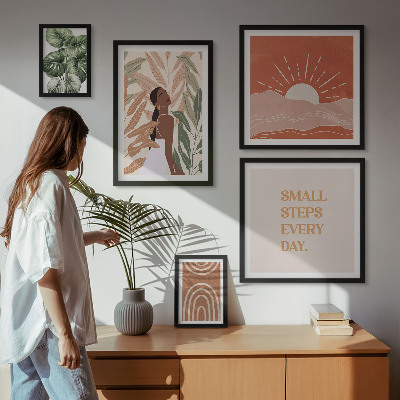 Framed photo set Boho style plant motif
