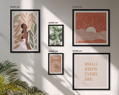 Framed photo set Boho style plant motif