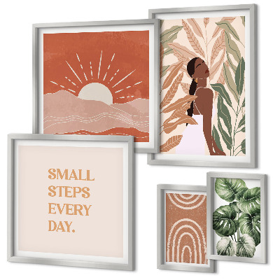 Framed photo set Boho style plant motif