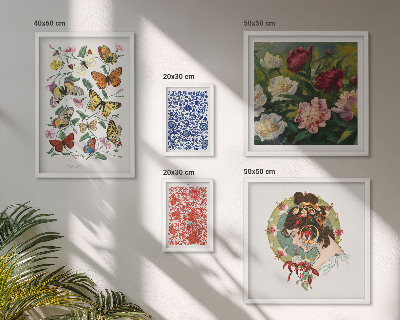 Set of 5 wall art pieces Flowers butterflies vintage decorations