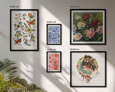 Set of 5 wall art pieces Flowers butterflies vintage decorations