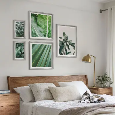 Tropical plant framed photo set with botanical inspirations
