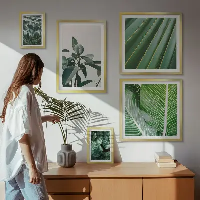 Tropical plant framed photo set with botanical inspirations