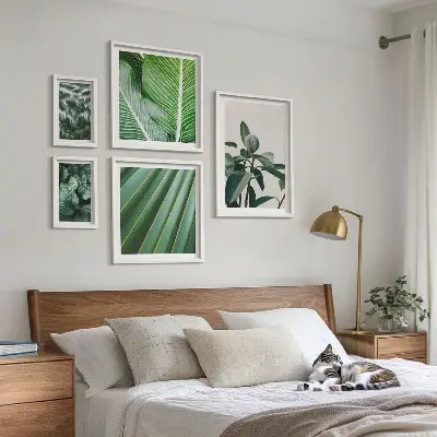 Tropical plant framed photo set with botanical inspirations