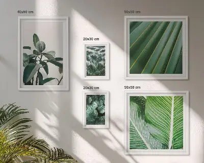 Tropical plant framed photo set with botanical inspirations