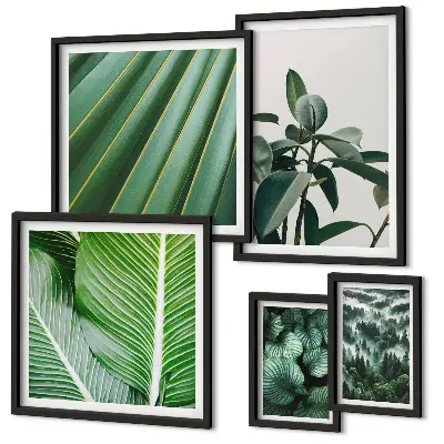Tropical plant framed photo set with botanical inspirations