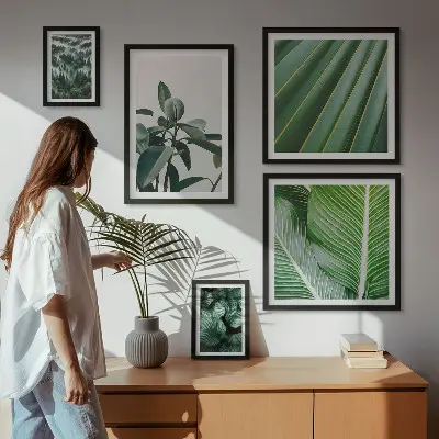 Tropical plant framed photo set with botanical inspirations