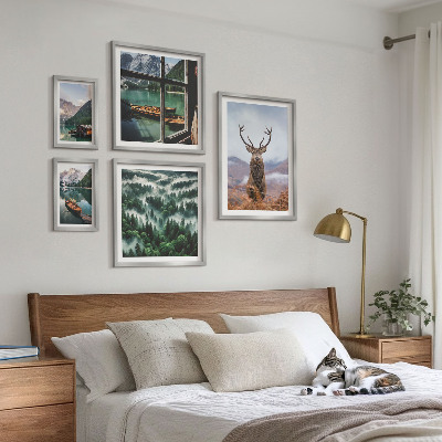 Set of 5 wall art pieces Nature wild animals mountains