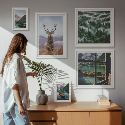 Set of 5 wall art pieces Nature wild animals mountains