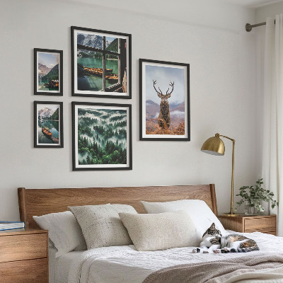 Set of 5 wall art pieces Nature wild animals mountains