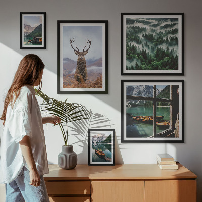 Set of 5 wall art pieces Nature wild animals mountains