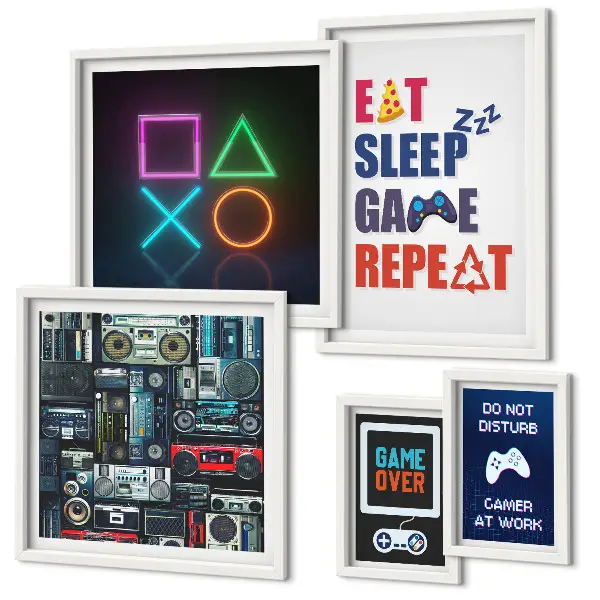 Framed photo set stylish gamer wall decor