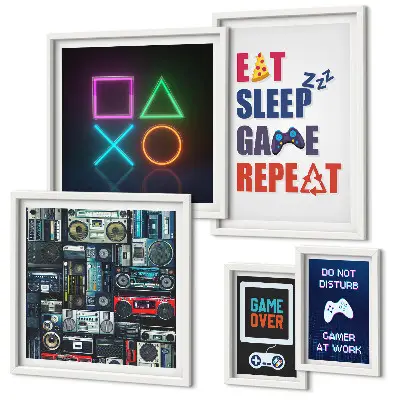 Framed photo set stylish gamer wall decor