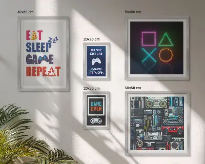 Framed photo set stylish gamer wall decor