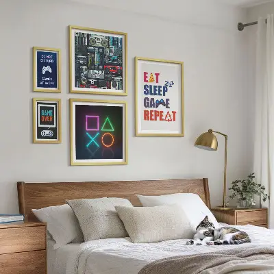 Framed photo set stylish gamer wall decor