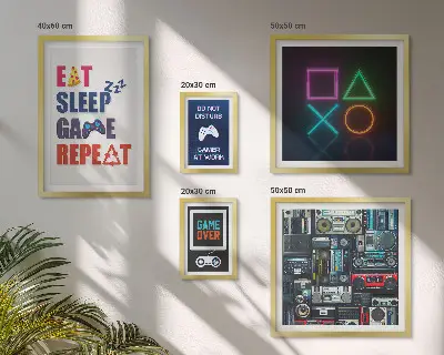 Framed photo set stylish gamer wall decor