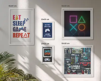 Framed photo set stylish gamer wall decor