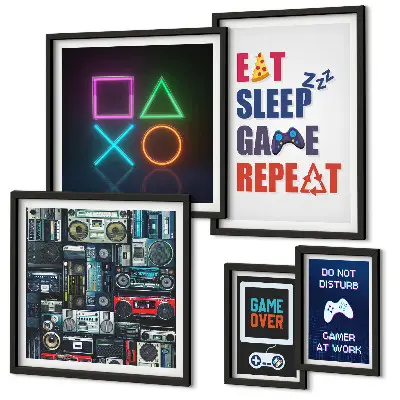 Framed photo set stylish gamer wall decor